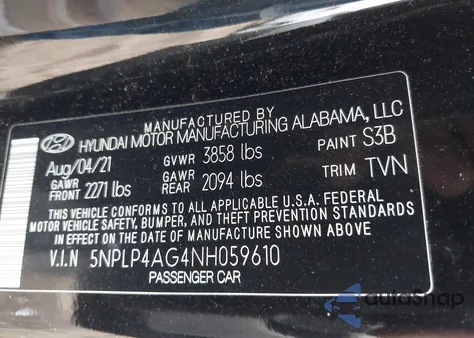 2022 Hyundai Elantra Limited z USA, uszkodzony, nr VIN 5NPLP4AG4NH059610